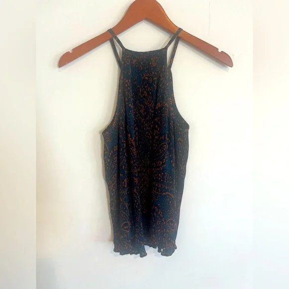 Banana Republic Factory blue and orange pleated halter tank - Picture 3 of 6